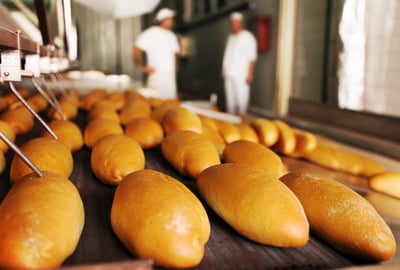 Bread factory production and manufacturing with automation 