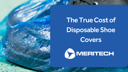Disposable shoe cover on shoe