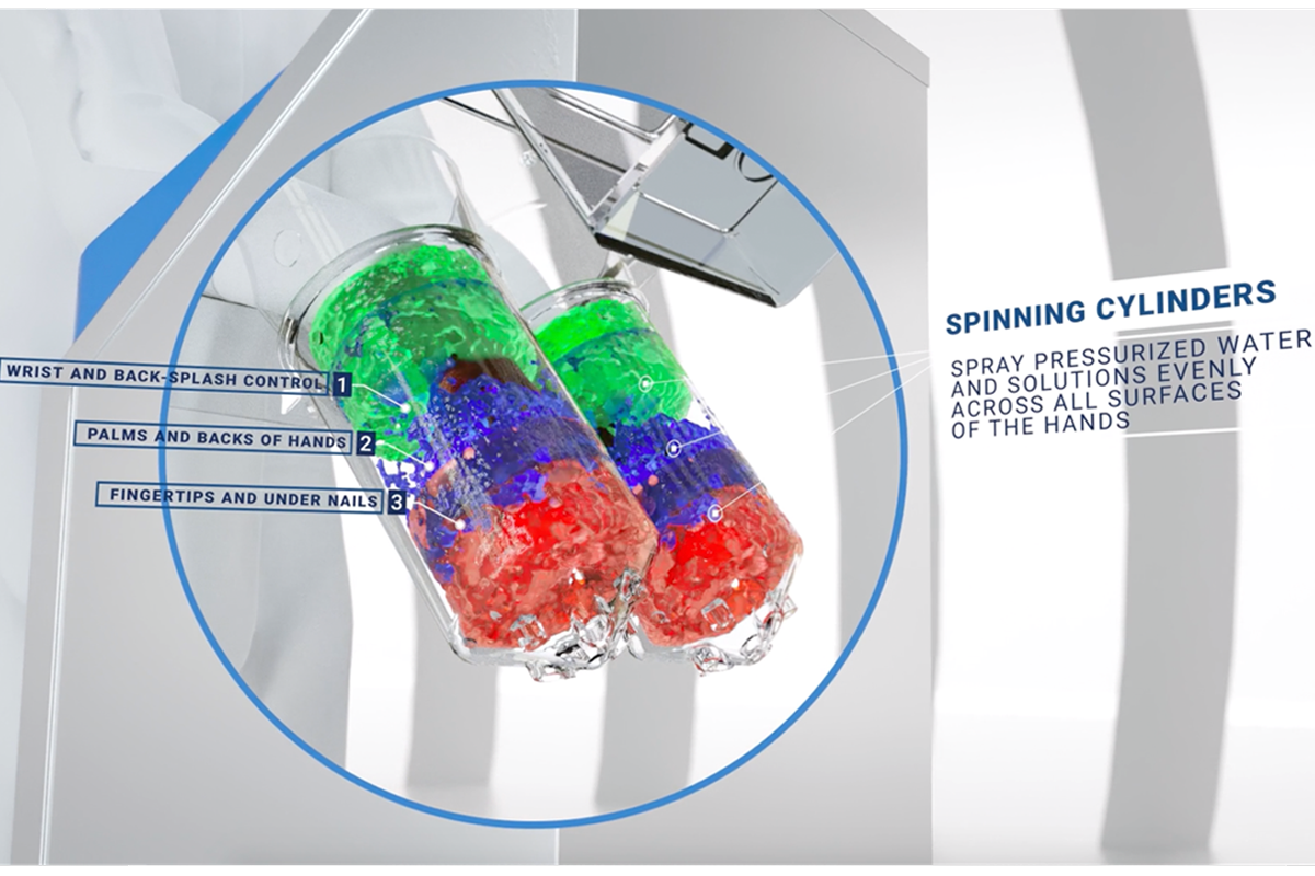 Inside Meritech Cylinders - Red, Blue Green Water