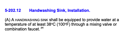 Clip from 2017 FDA Food Code Regarding Hand Washing Water Temperature